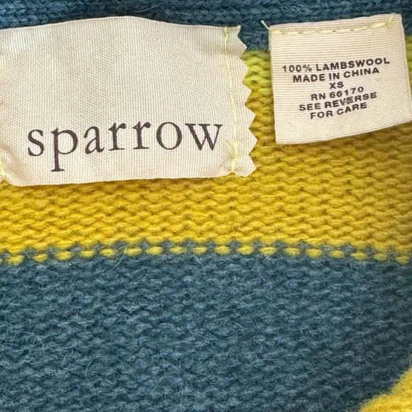 Sparrow sweater womens size XS striped cardigan lamb wool Knit Button Up - Picture 8 of 11